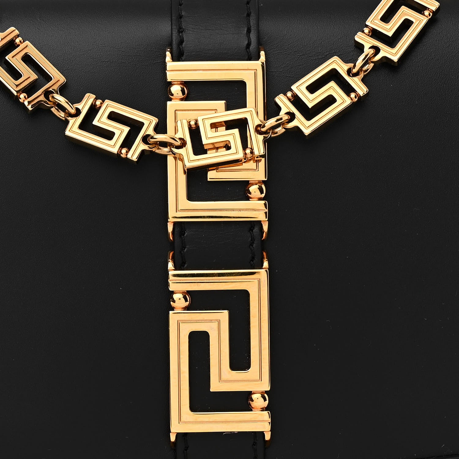 Versace Calfskin Medium Greca Goddess Shoulder Bag Black 8 of 11