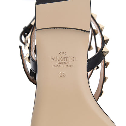 Valentino Garavani Calfskin Rockstud Ankle Wrap Flat Thong Sandals 36 Black 6 of 9
