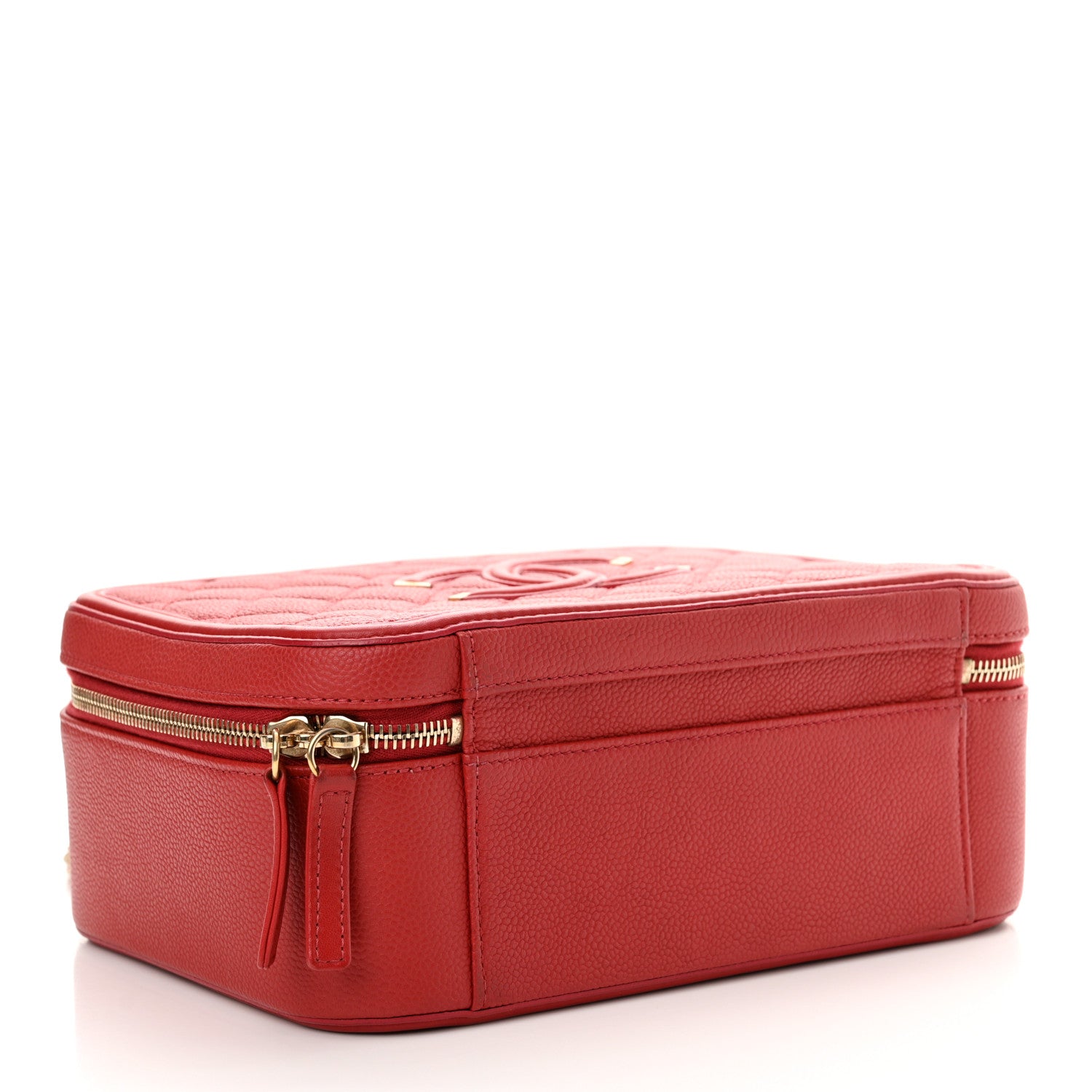 Chanel Caviar Quilted Large CC Filigree Vanity Case Red 4 of 13