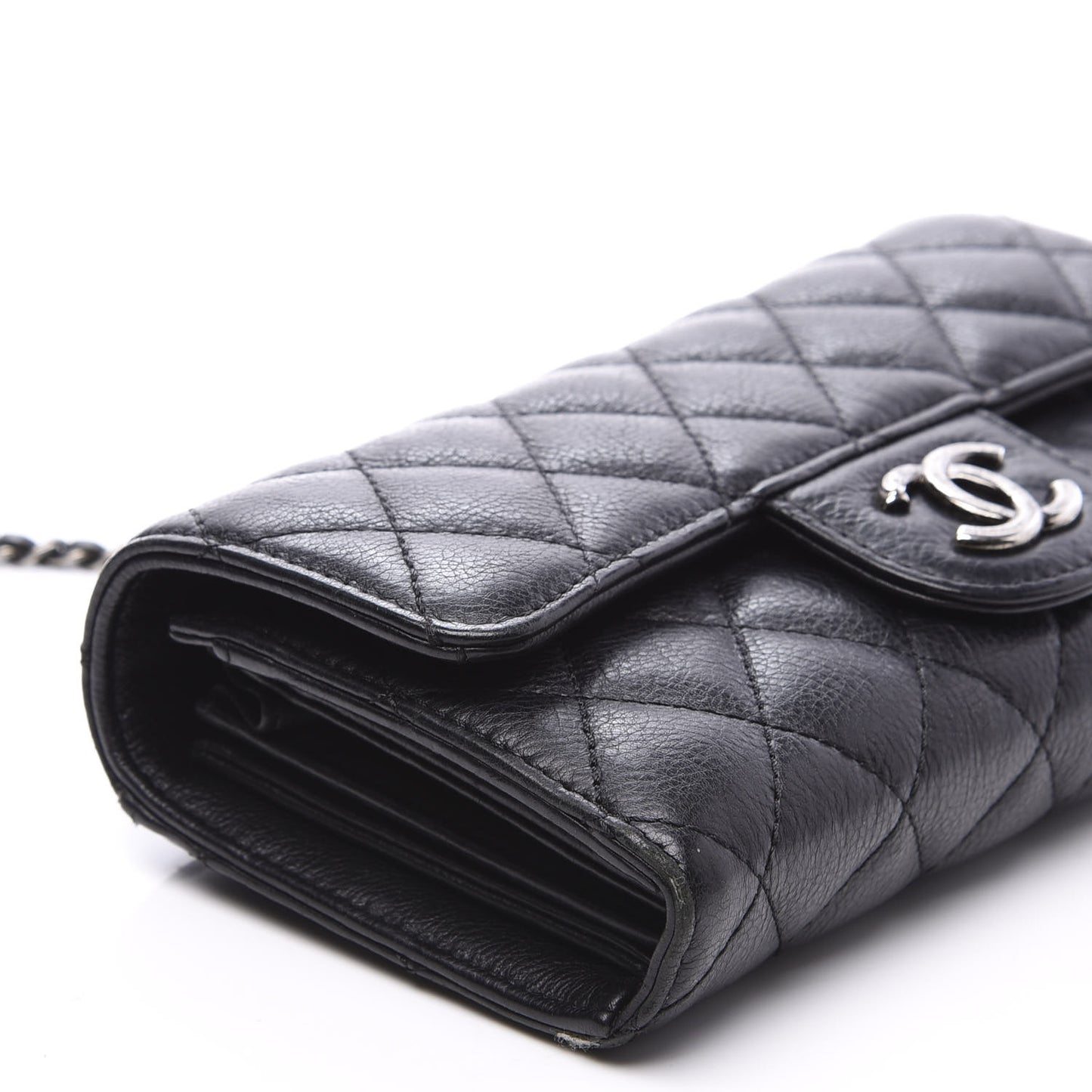 Calfskin Quilted CC Waiter Clutch Clutch With Chain Black