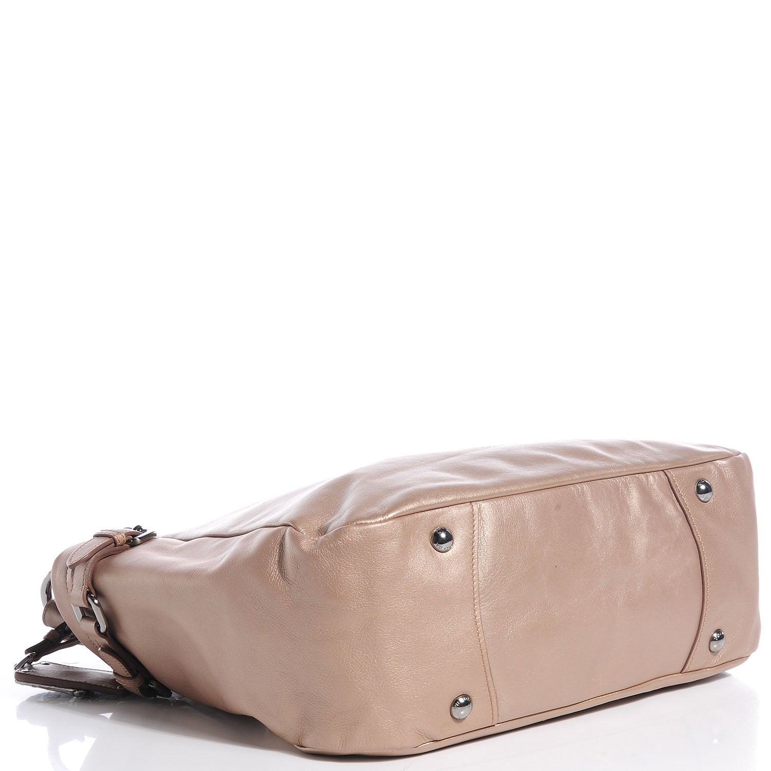 Prada Metallic Soft Calf Two Pocket Hobo Beige 4 of 9