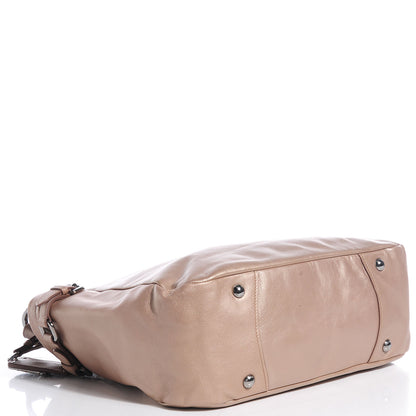 Prada Metallic Soft Calf Two Pocket Hobo Beige 4 of 9