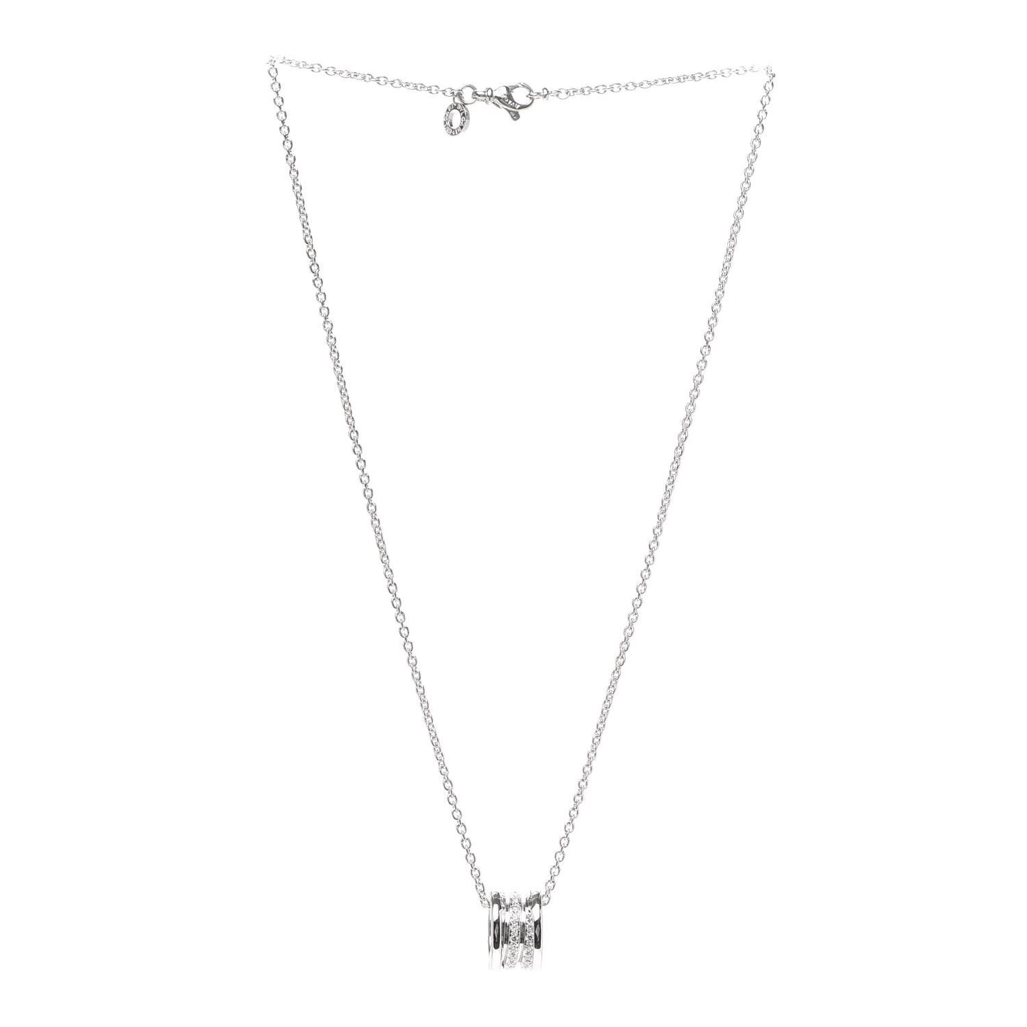 18K White Gold Diamond B.Zero1 Pave Pendant Necklace