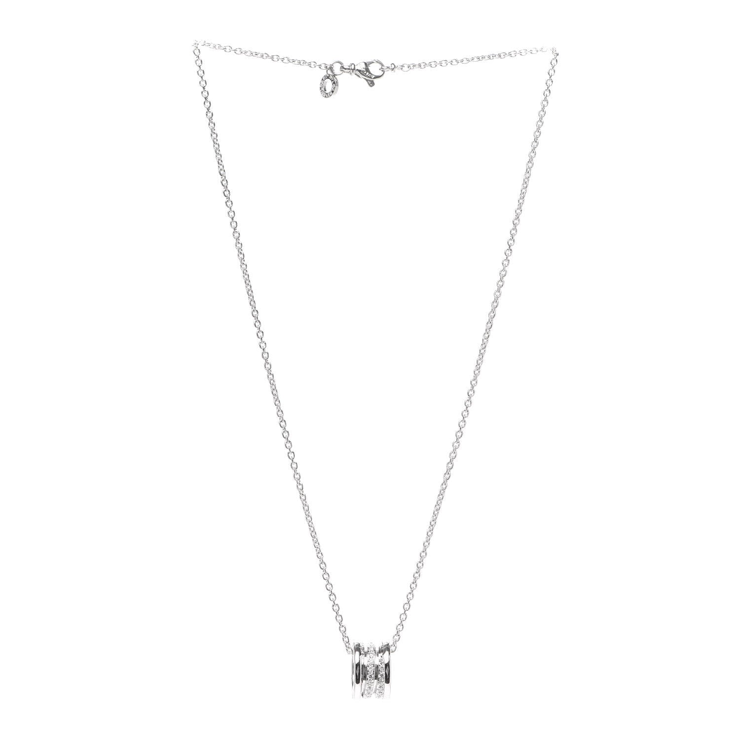 Bulgari 18K White Gold Diamond B.Zero1 Pave Pendant Necklace 3 of 5