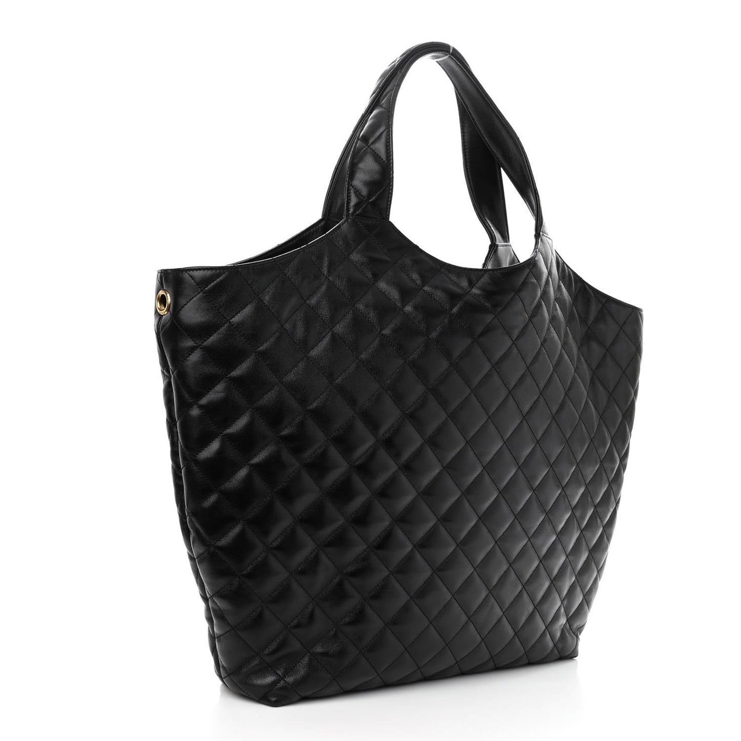 Lambskin Quilted Maxi Icare Shopping Tote Black