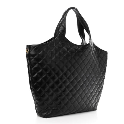 Saint Laurent Lambskin Quilted Maxi Icare Shopping Tote Black 4 of 9