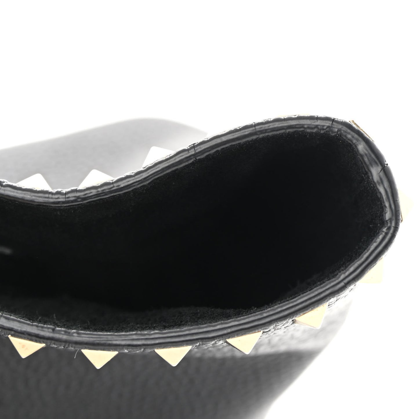 Grained Calfskin Small Rockstud Shoulder Tote Black