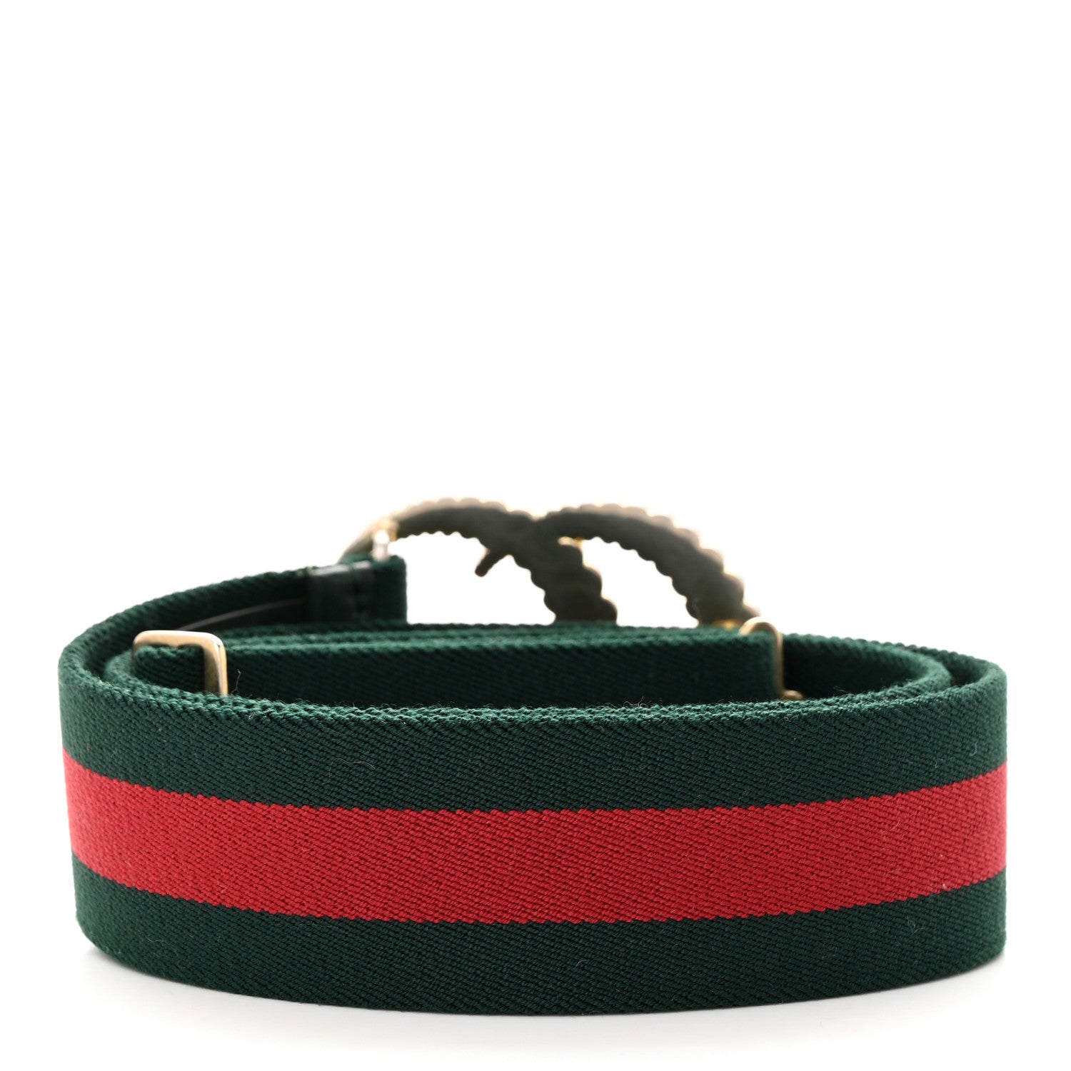 Gucci Canvas Torchon Double G Web Belt 85/34 Verde 2 of 4