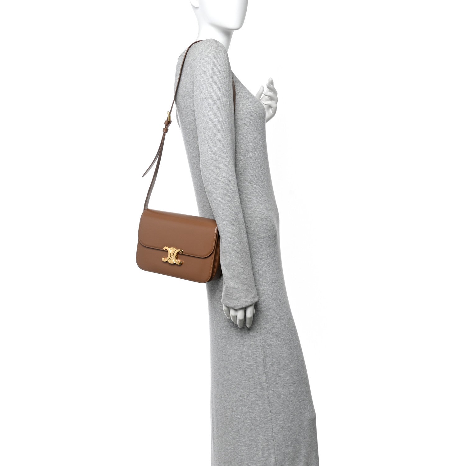 Celine Shiny Calfskin Medium Triomphe Bronze 2 of 16