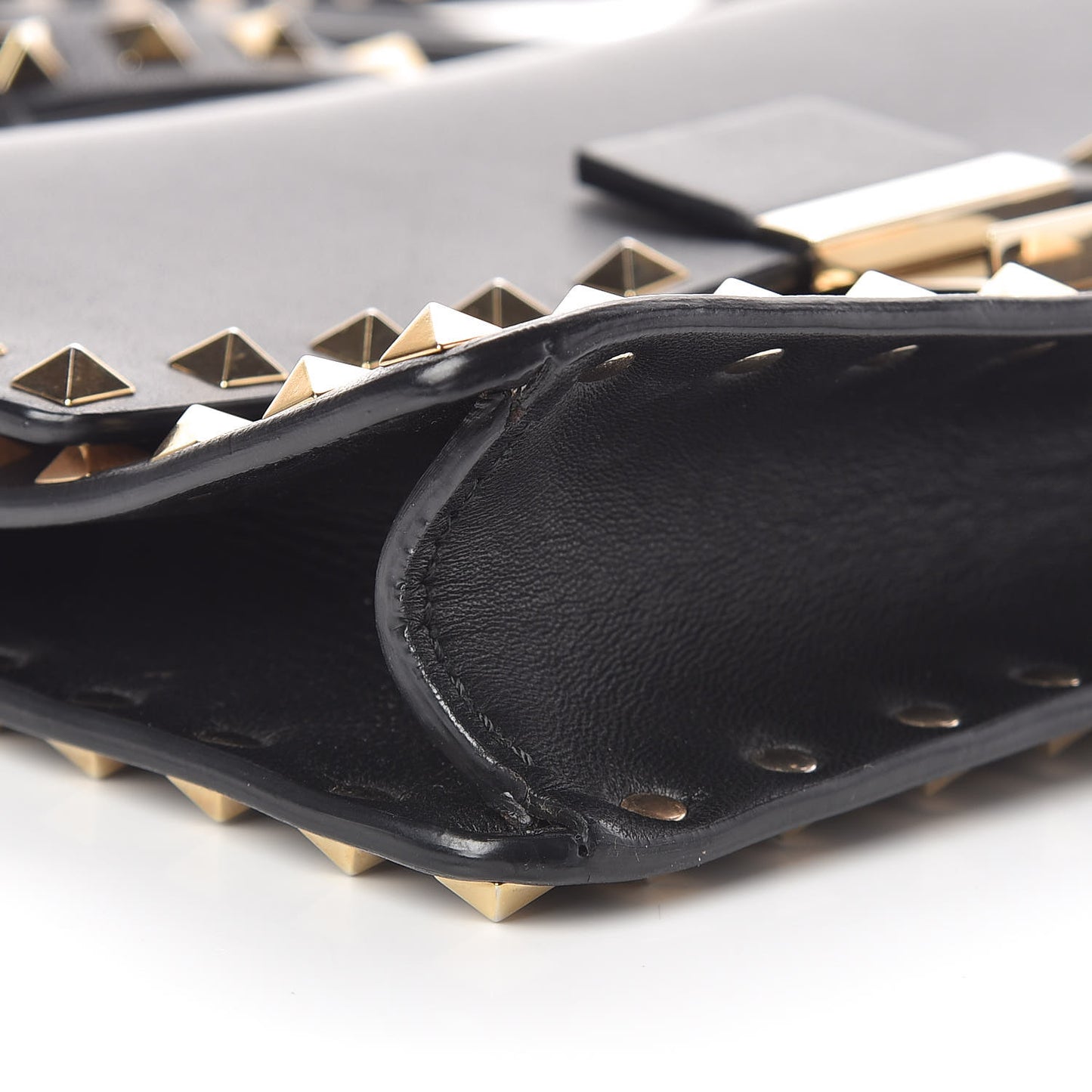 Calfskin Rockstud Top Handle Crossbody Black