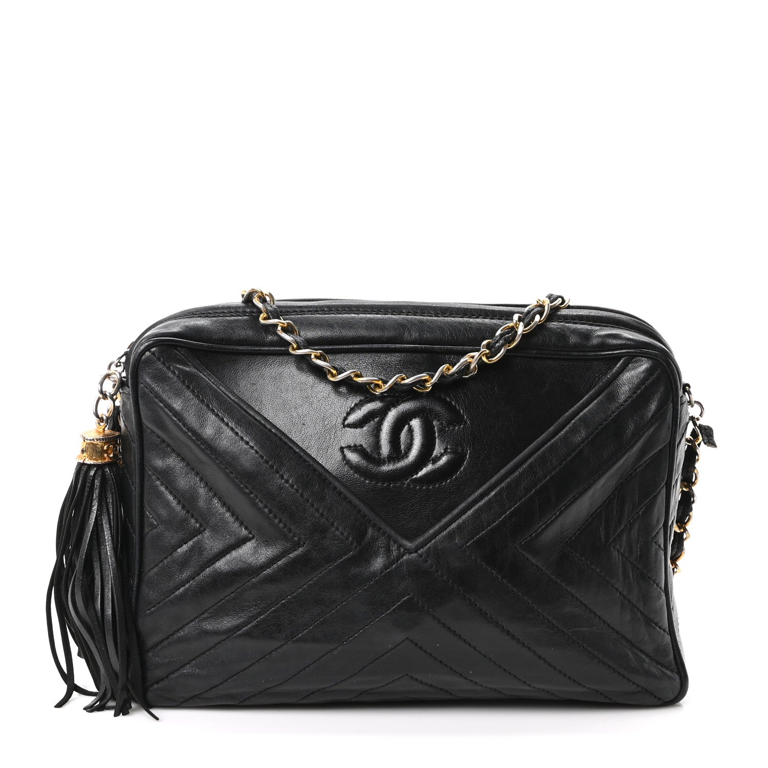 Chanel Lambskin Quilted CC Tassel Camera Case Black 1 of 10