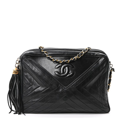 Chanel Lambskin Quilted CC Tassel Camera Case Black 1 of 10