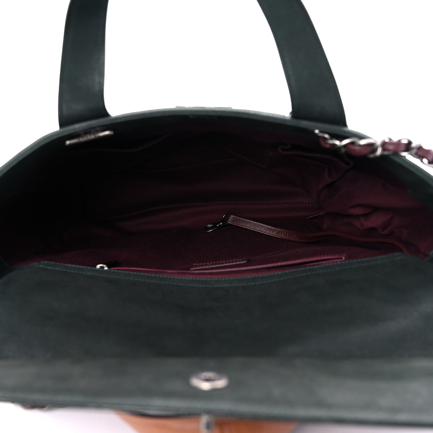 Iridescent Glazed Calfskin In The Mix Tote Dark Green