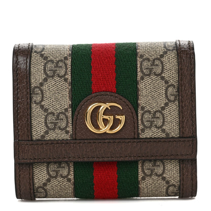 Gucci GG Supreme Monogram Web Ophidia French Flap Wallet Beige New Acero 1 of 6