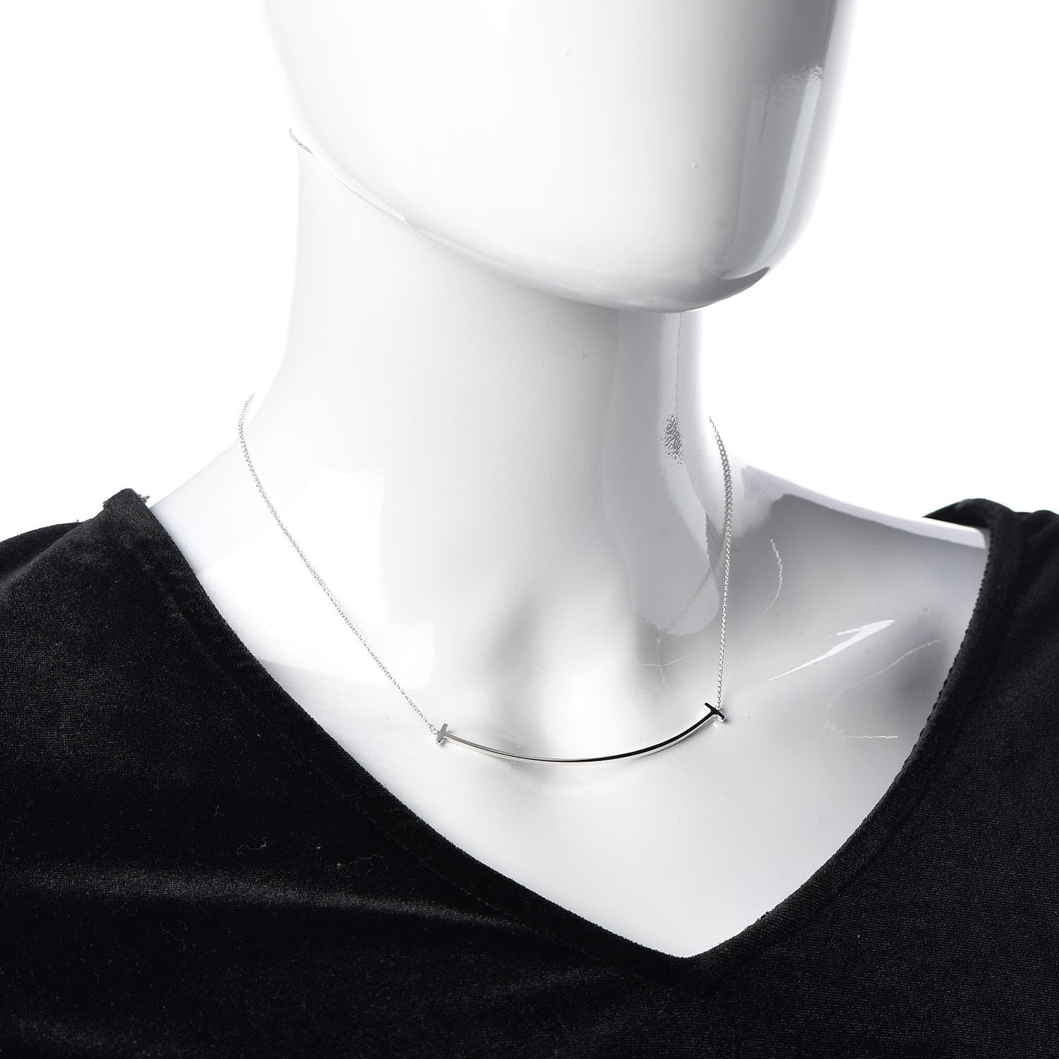 Tiffany Sterling Silver Large T Smile Pendant Necklace 2 of 6