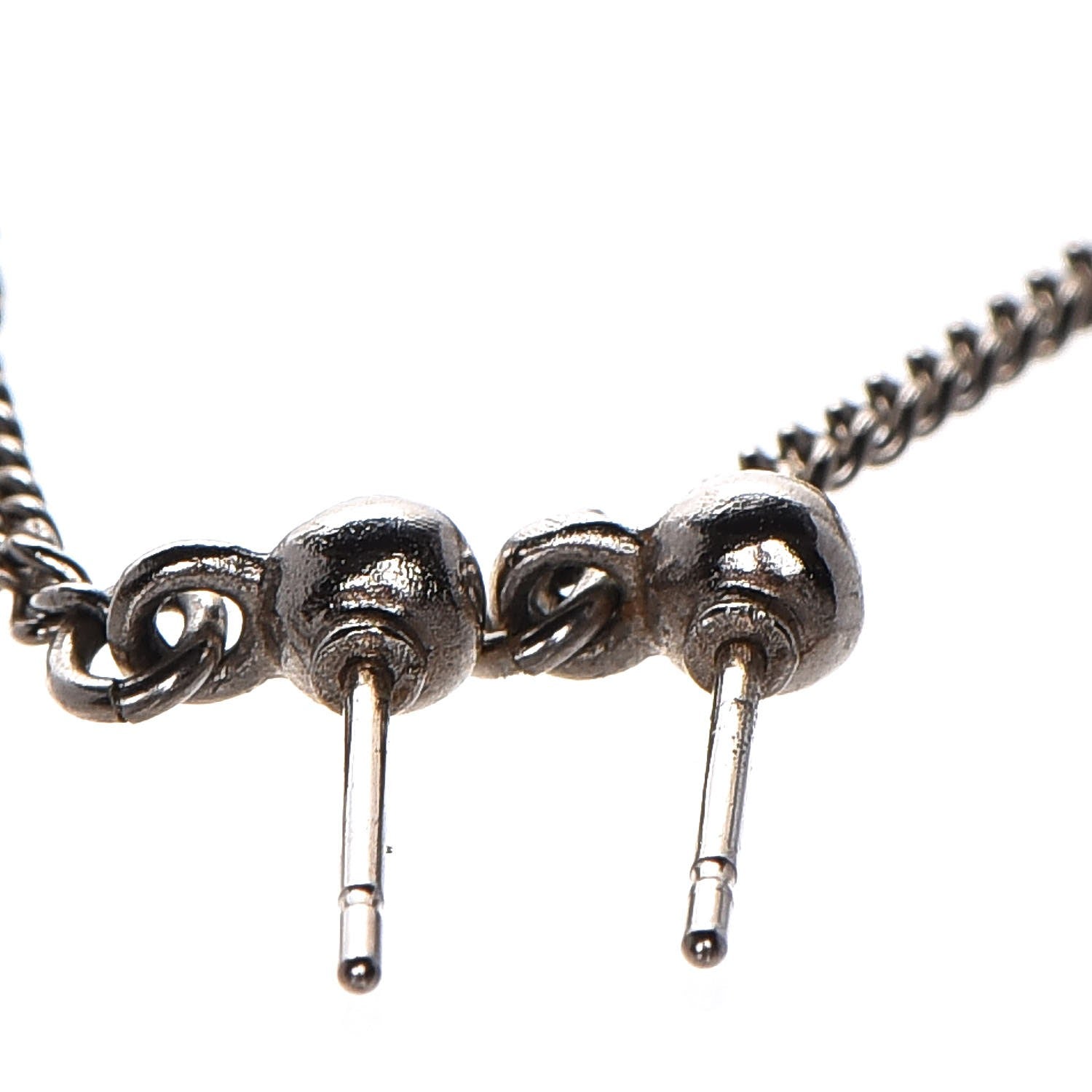 Chanel Baguette Crystal CC Drop Earrings Silver 4 of 4
