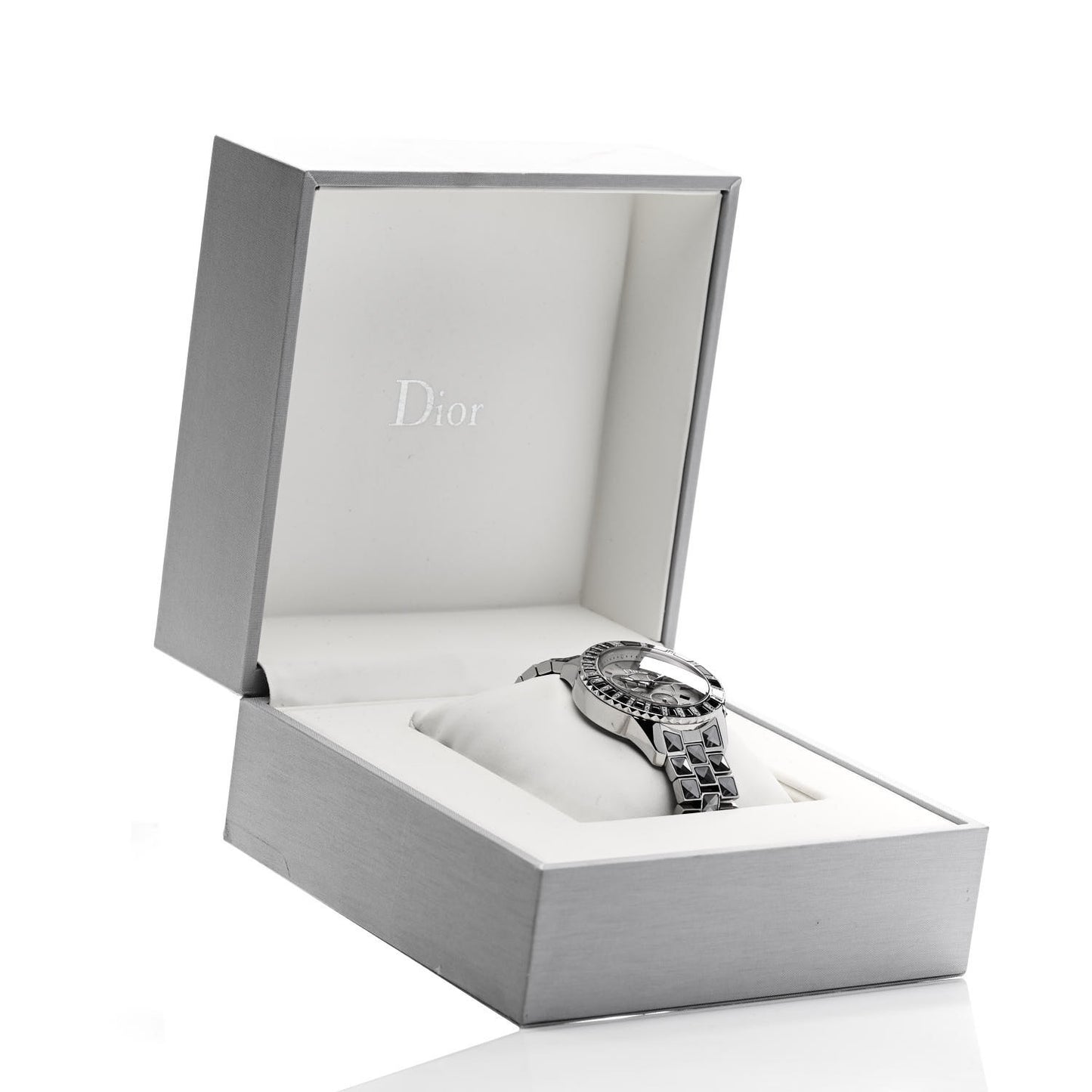 Stainless Steel Diamond Sapphire 38mm Christal Chronograph Quartz Watch Grey