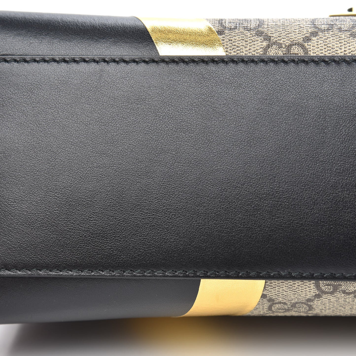 Calfskin GG Supreme Monogram Medium Padlock Shoulder Bag Black Gold