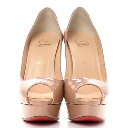 Christian Louboutin Patent Lady Peep 150 Pumps 40 Nude 2 of 8