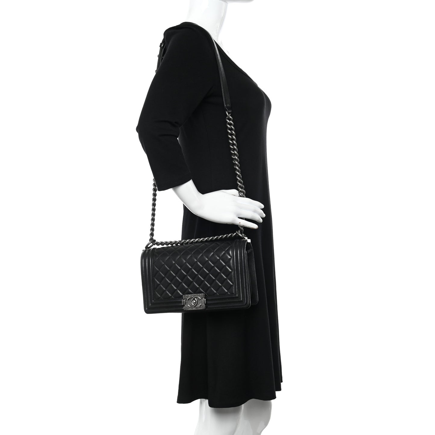 Lambskin Quilted Medium Boy Flap Black