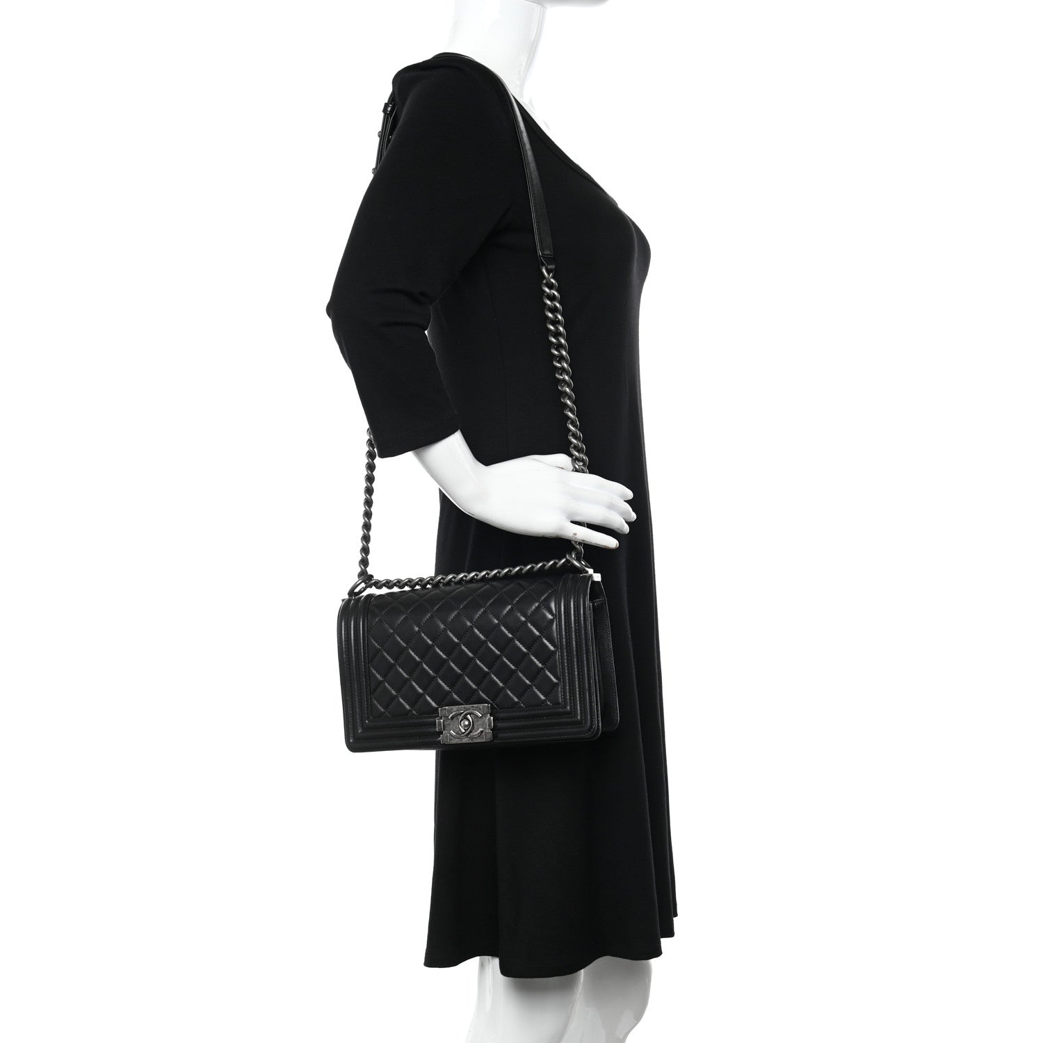 Chanel Lambskin Quilted Medium Boy Flap Black 2 of 11