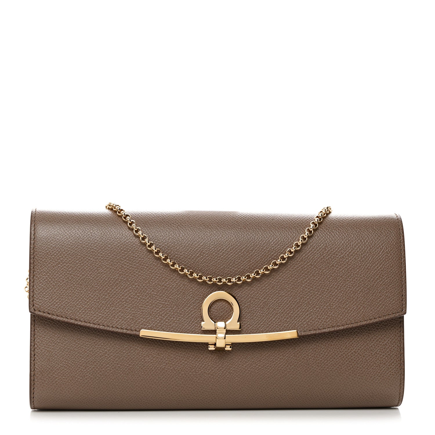 Salvatore Ferragamo Hammered Calfskin Gancini Icona Mini Bag Beige 1 of 19