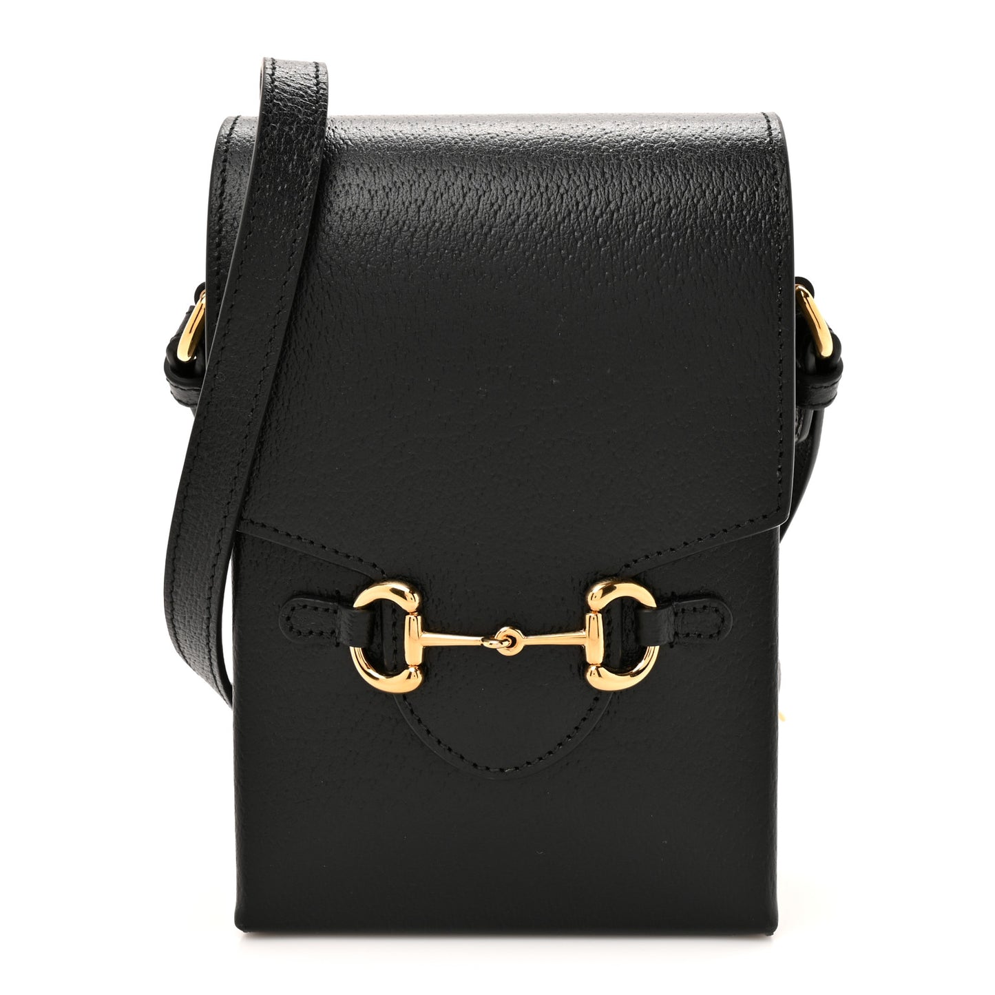 Dollar Calfskin Vertical Horsebit 1955 Crossbody Bag Black