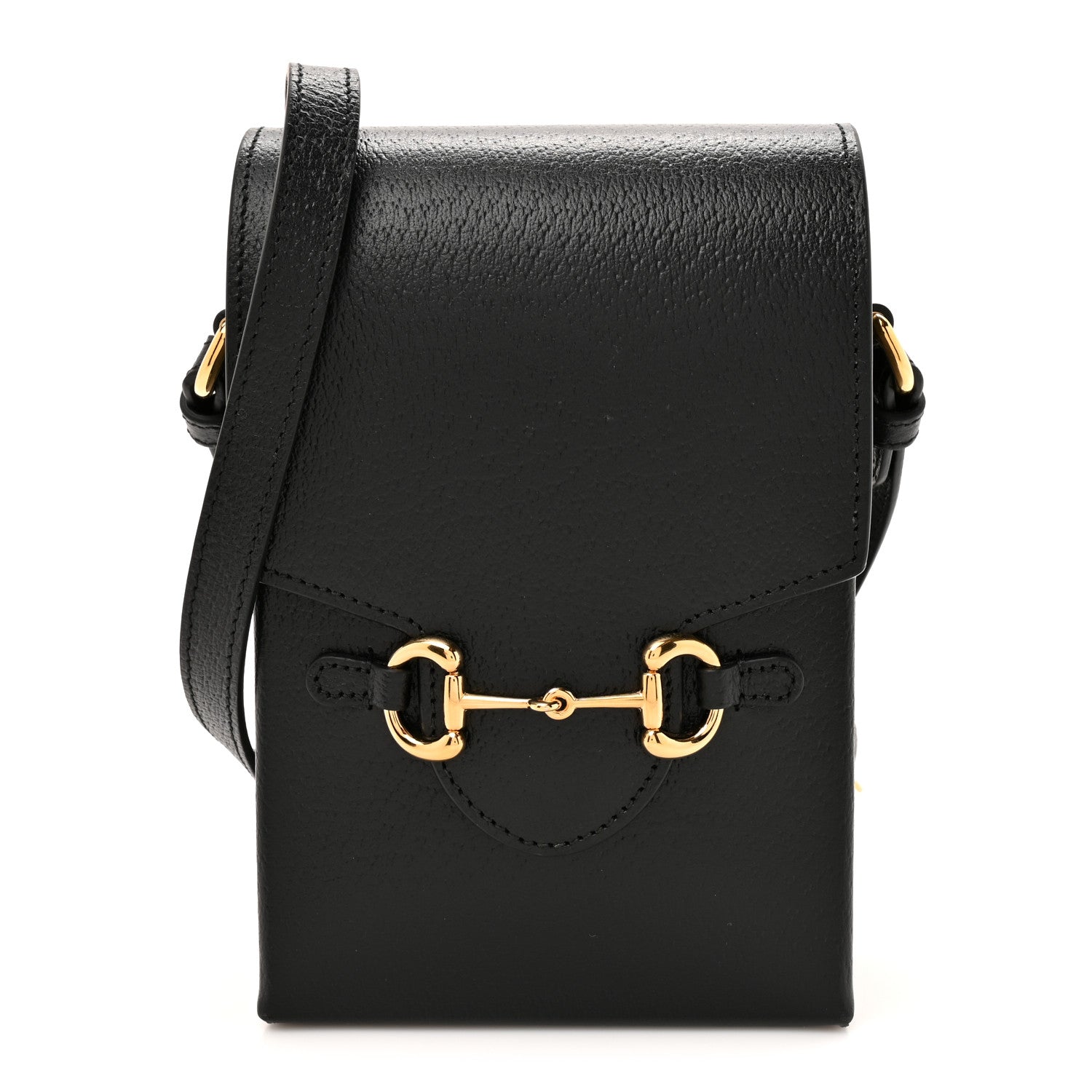 Gucci Dollar Calfskin Vertical Horsebit 1955 Crossbody Bag Black 1 of 11