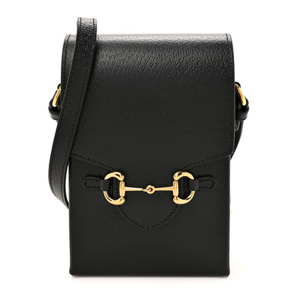 Gucci Dollar Calfskin Vertical Horsebit 1955 Crossbody Bag Black 1 of 11