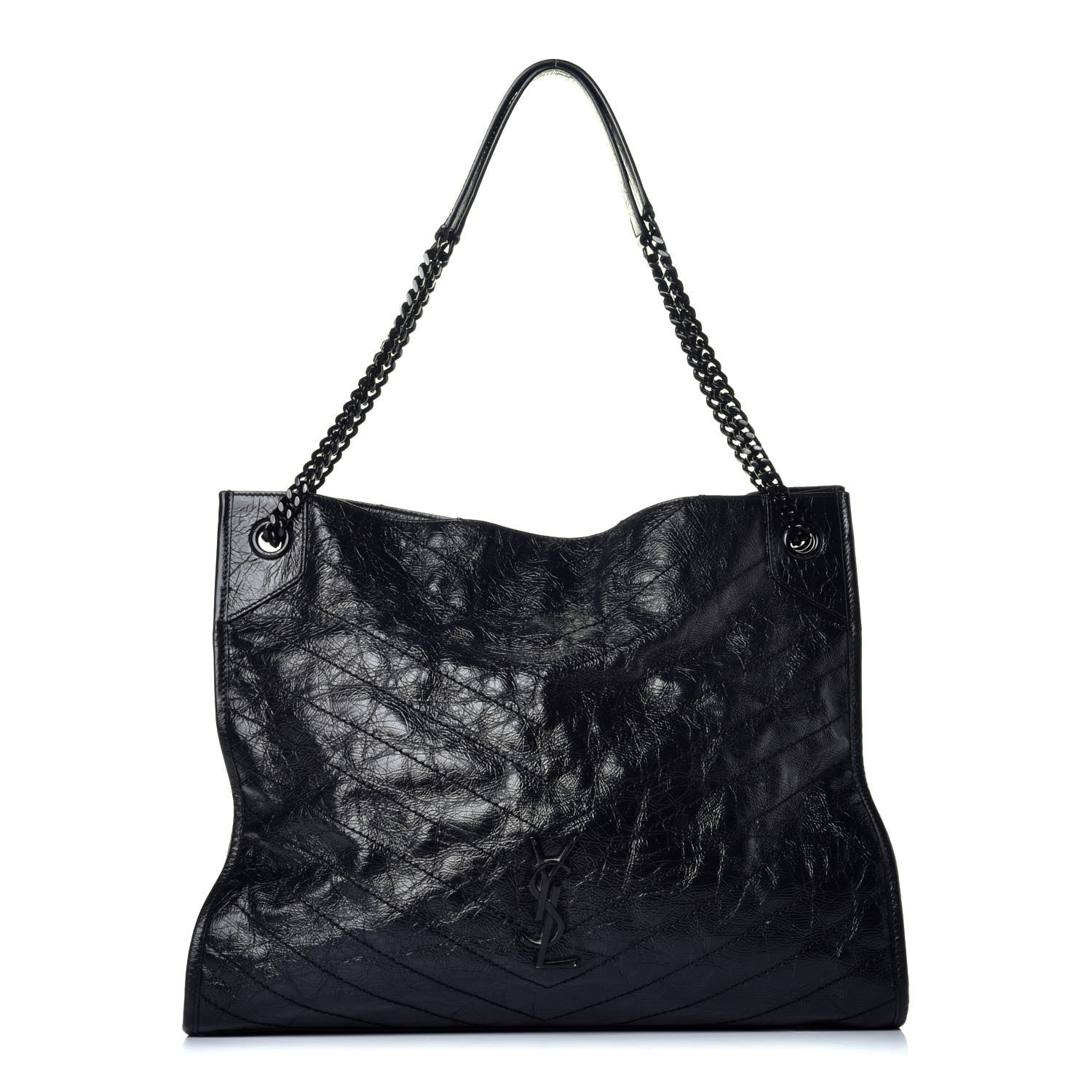 Saint Laurent Crinkled Calfskin Matelasse Monogram Large Niki Shopper Tote Black 1 of 8