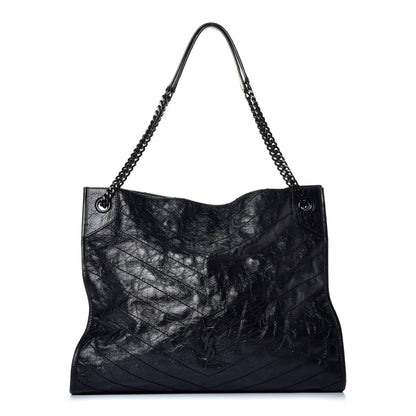 Saint Laurent Crinkled Calfskin Matelasse Monogram Large Niki Shopper Tote Black 1 of 8