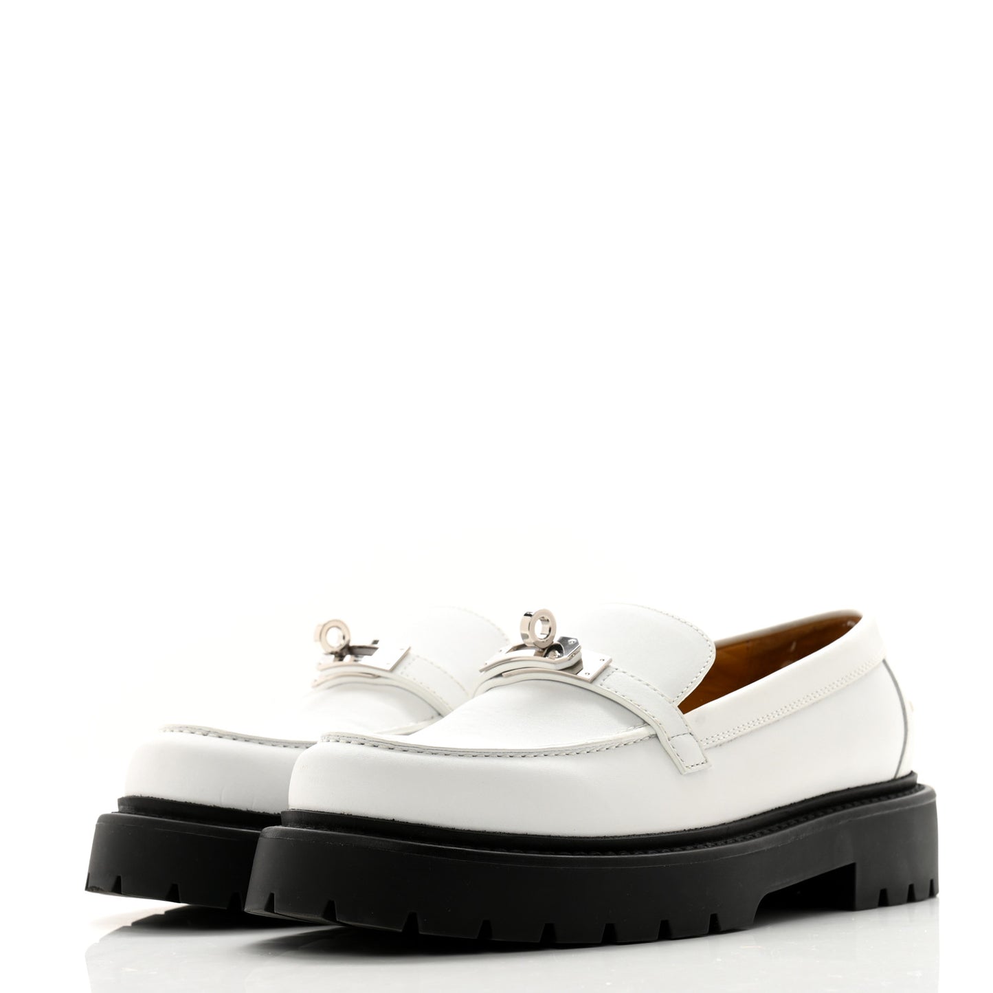 Calfskin Womens Icone Loafers 36 White