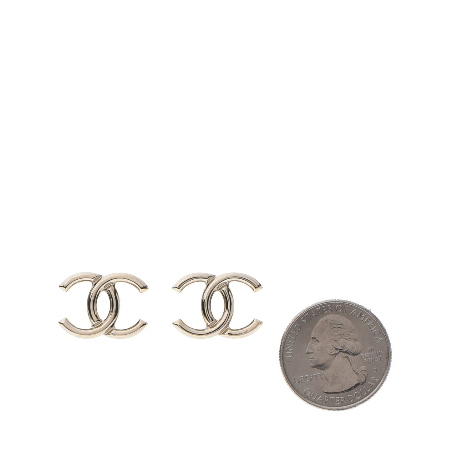 Metal CC Stud Earrings Gold