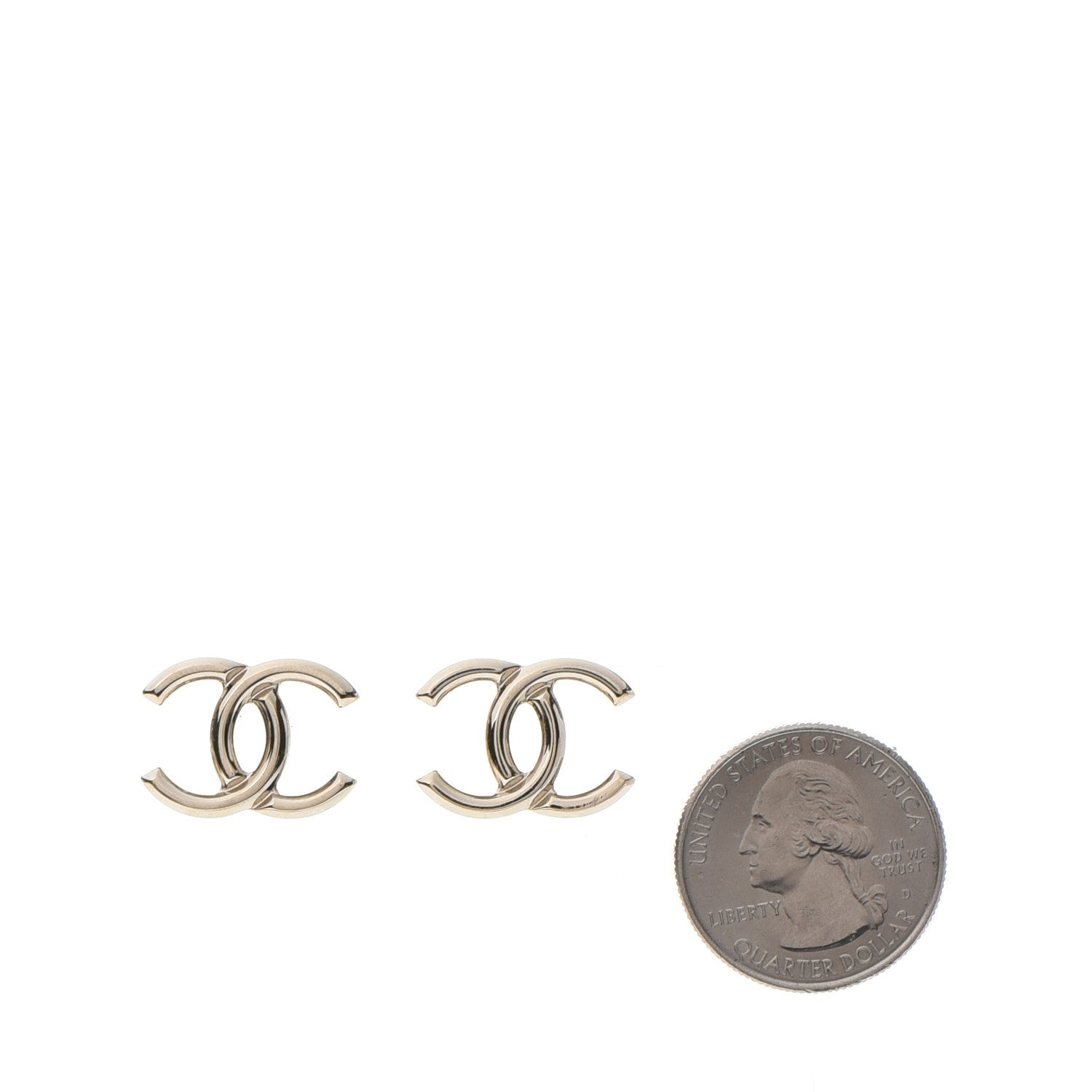 Chanel Metal CC Stud Earrings Gold 2 of 6