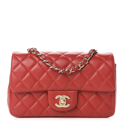 Chanel Lambskin Quilted Mini Rectangular Flap Red 1 of 11