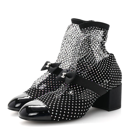Chanel Resille Strass Kid Suede Patent Mary Jane Short Boots 40.5 Black 4 of 9