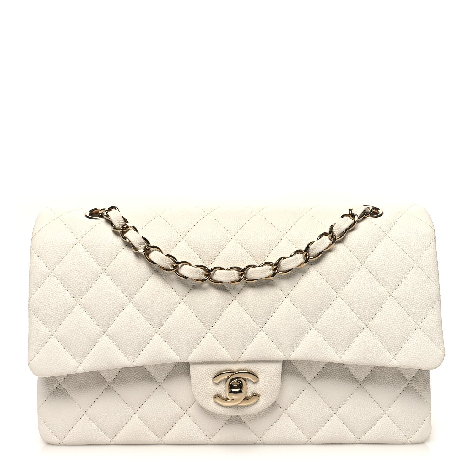 Chanel Caviar Quilted Medium Double Flap White 1 of 12