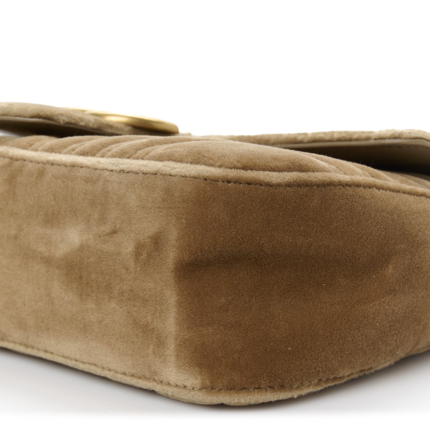 Gucci Velvet Matelasse Small GG Marmont Shoulder Bag Taupe 10 of 10