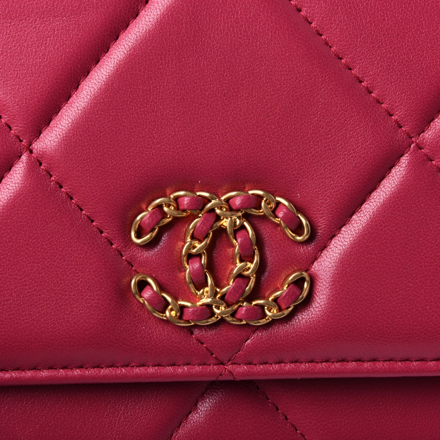 Lambskin Quilted Chanel 19 Wallet On Chain WOC Pink