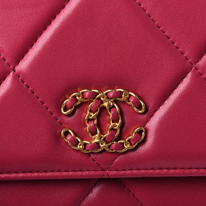 Chanel Lambskin Quilted Chanel 19 Wallet On Chain WOC Pink 4 of 4