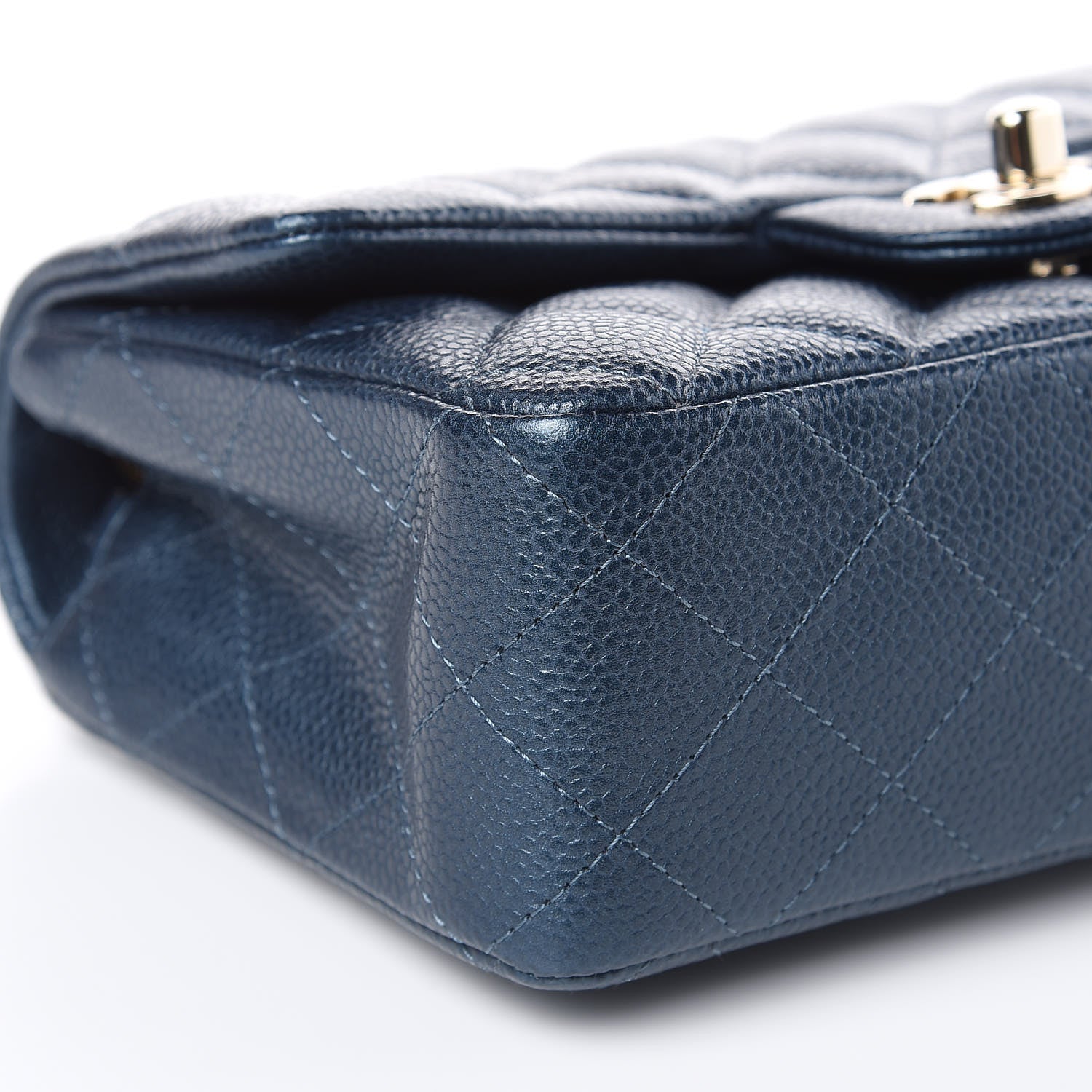 Chanel Metallic Caviar Quilted Mini Rectangular Flap Dark Blue 8 of 10
