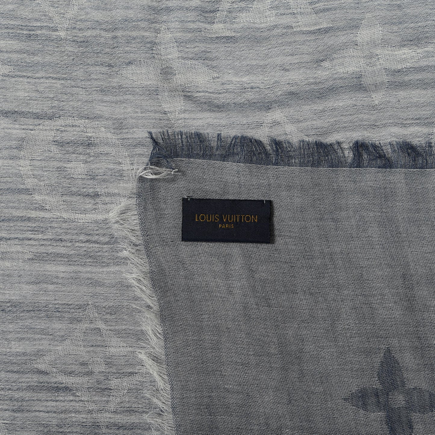 Wool Cotton Silk Daily Monogram Stole Denim