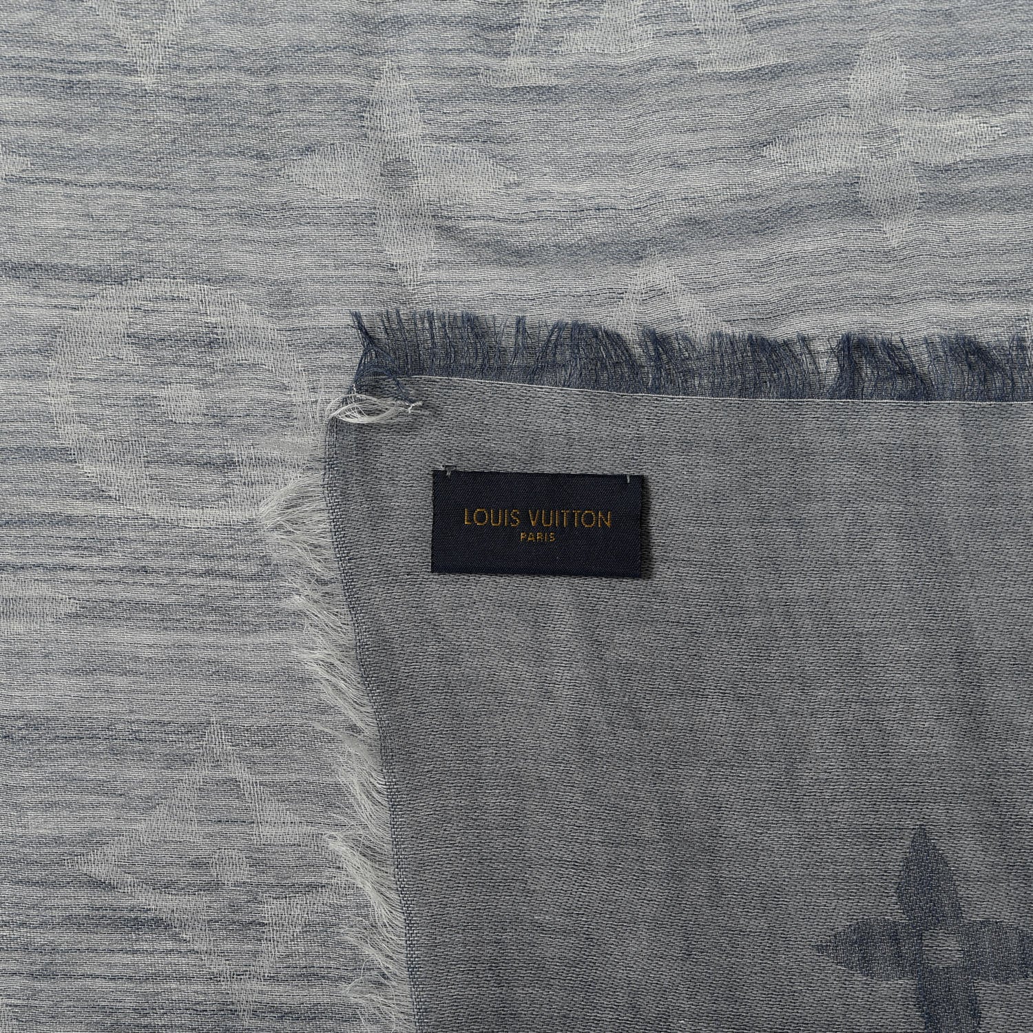 Louis Vuitton Wool Cotton Silk Daily Monogram Stole Denim 4 of 4