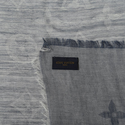Louis Vuitton Wool Cotton Silk Daily Monogram Stole Denim 4 of 4
