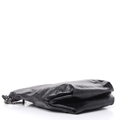 Saint Laurent Cracked Shiny Calfskin Teddy Drawstring Bag Black 4 of 9
