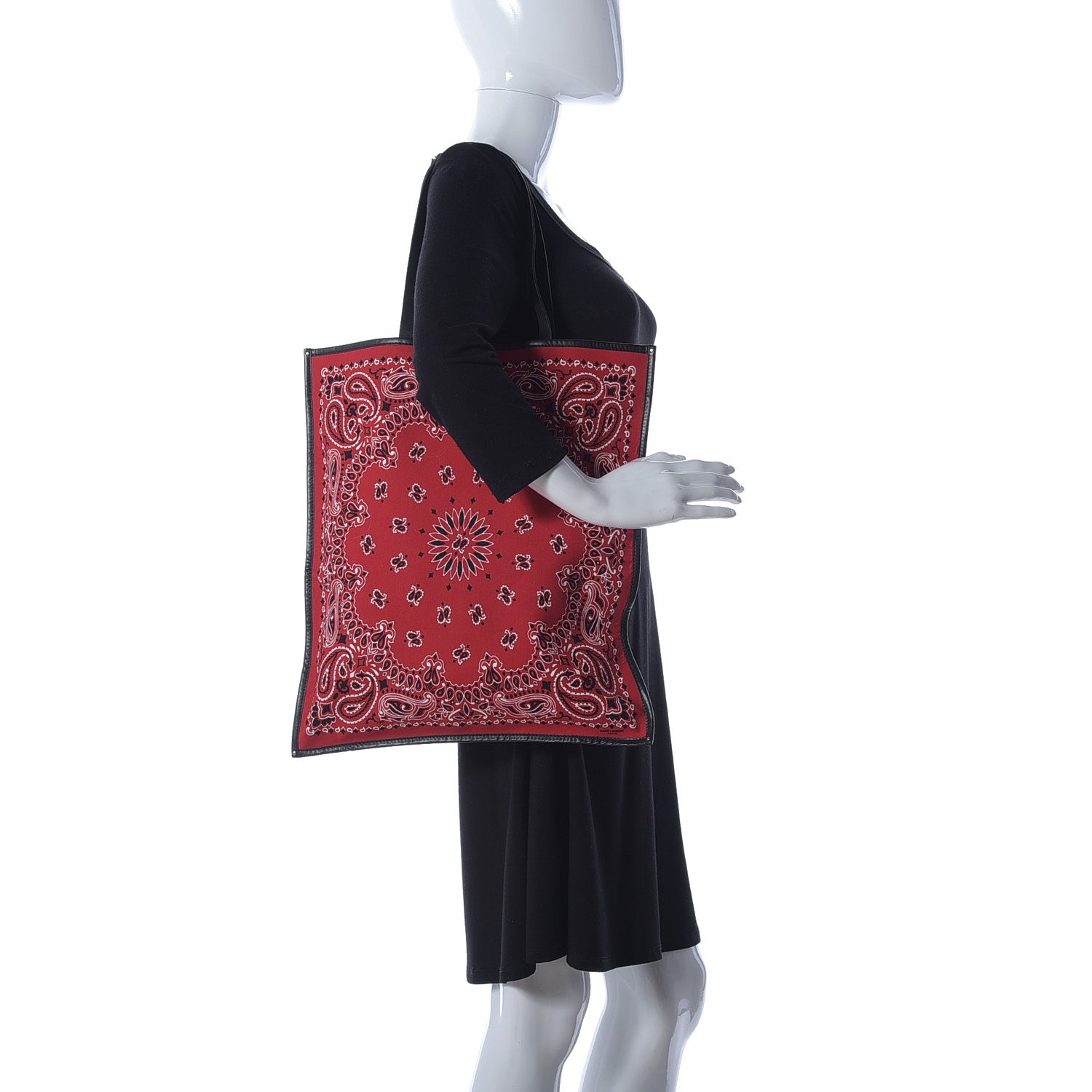 Saint Laurent Canvas Bandana Antibe Flat Shopping Tote Red 2 of 8