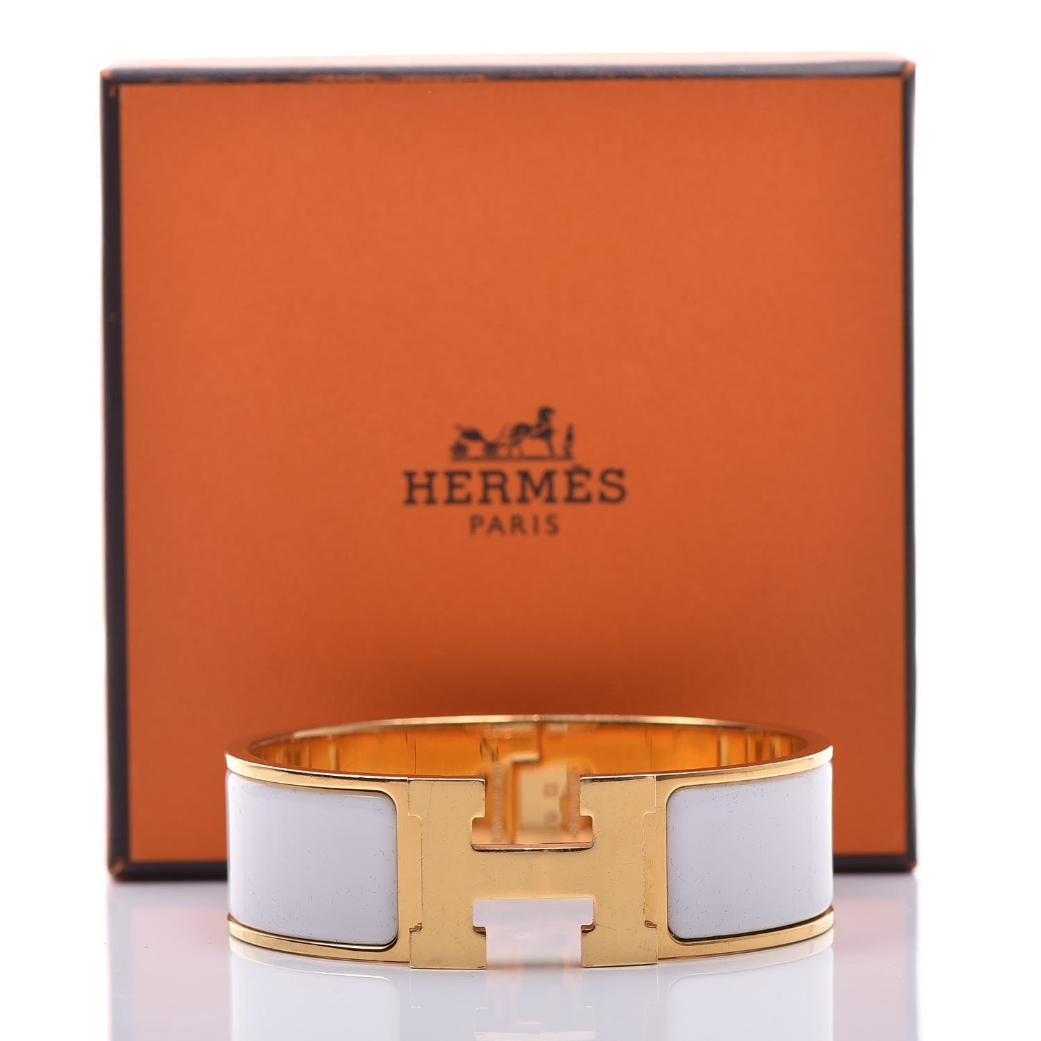 Hermes Enamel Wide Clic Clac H Bracelet GM White 6 of 6