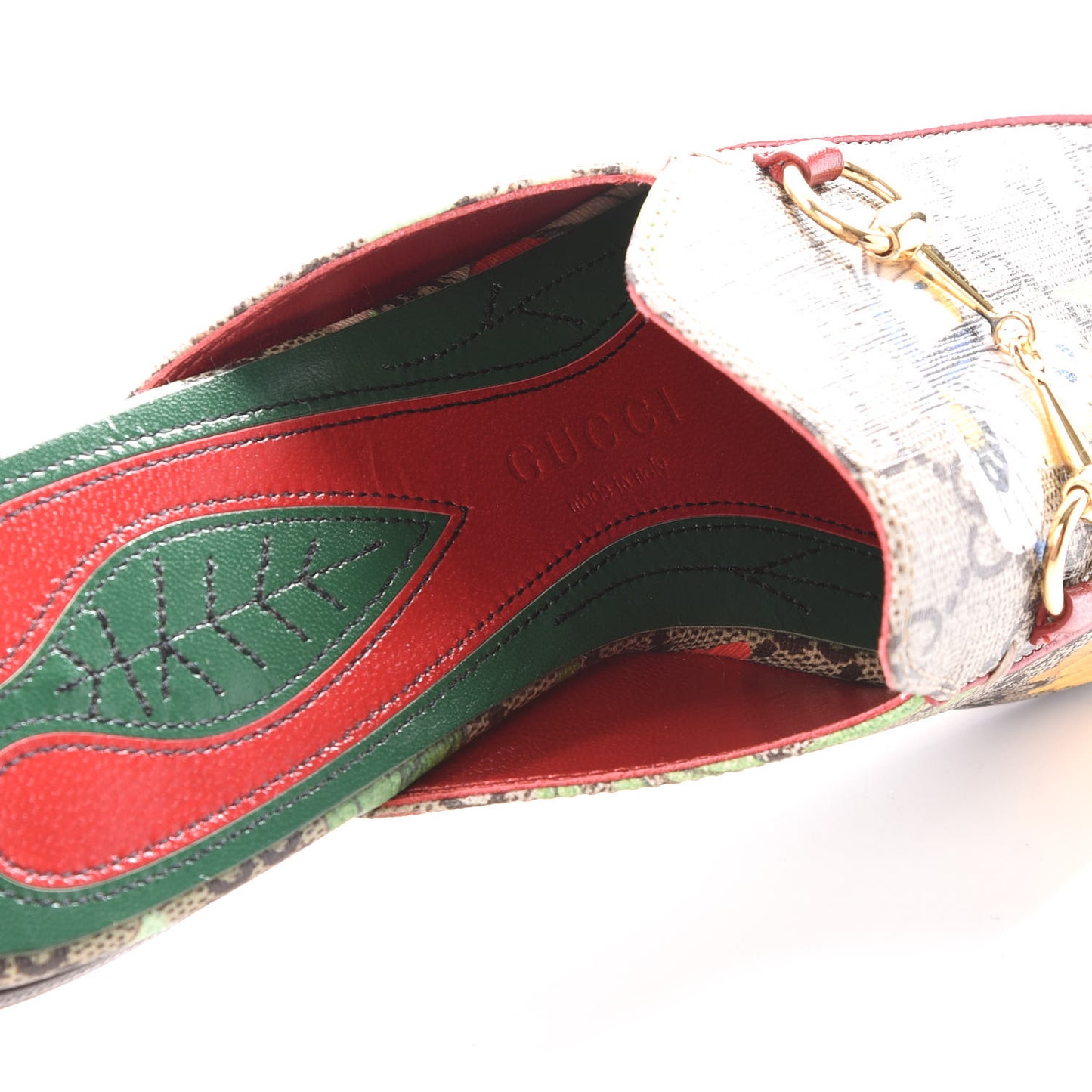 GG Supreme Monogram Tian Womens Princetown Slippers 38.5 Beige Ebony Multicolor