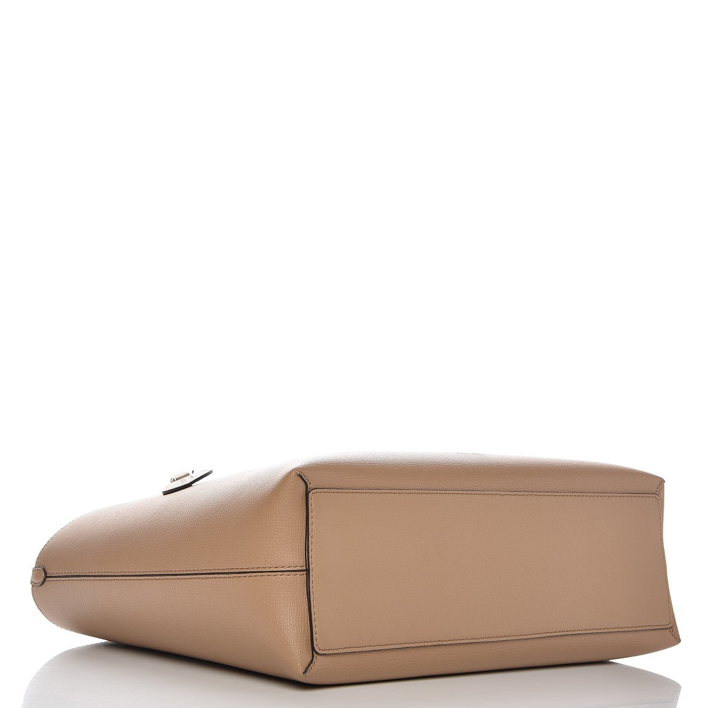 Grainy Calfskin Haymarket Check Medium Reversible Tote Camel