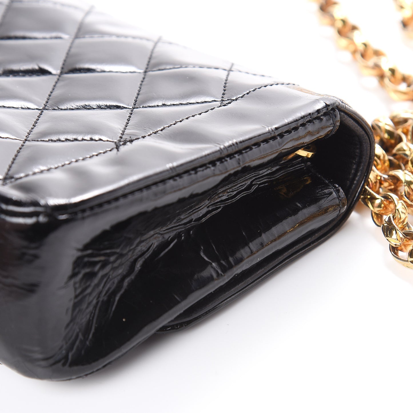 Patent Quilted Extra Mini Rectangular Flap Black